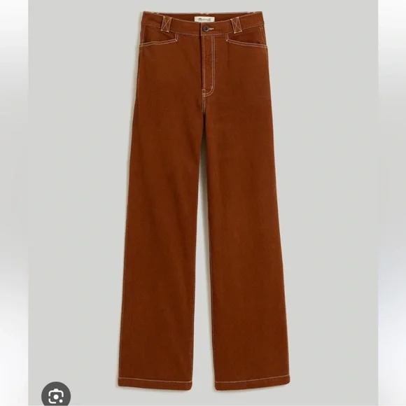 Madewell Emmett Wide Leg Chestnut Brown Trousers Womens P33 Jeans Pants Denim - Picture 1 of 10
